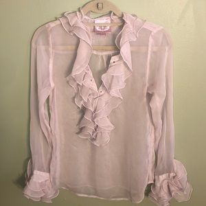 Blush pink sheer blouse Small